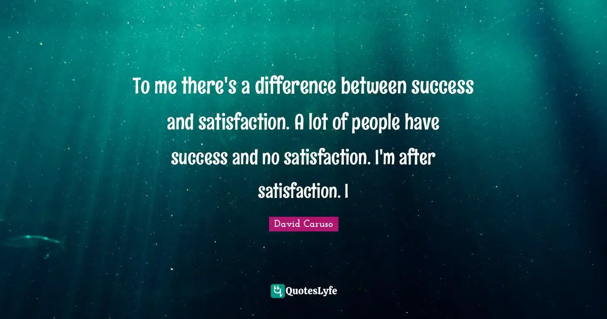 Satisfaction Success Quotes: "To me there's a difference between success and satisfaction. A lot of people have success and no satisfaction. I'm after satisfaction. I"