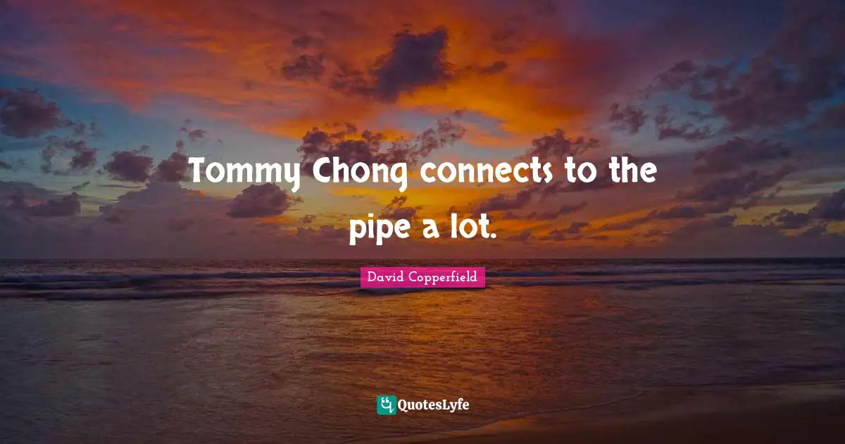 Tommy Chong connects to the pipe a lot.