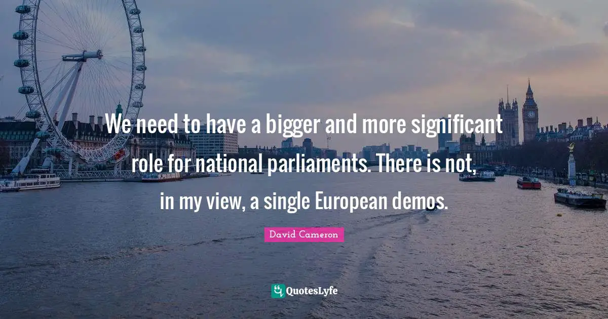 We need to have a bigger and more significant role for national parliaments. There is not, in my view, a single European demos.