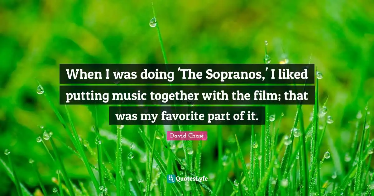 When I was doing 'The Sopranos,' I liked putting music together with the film; that was my favorite part of it.