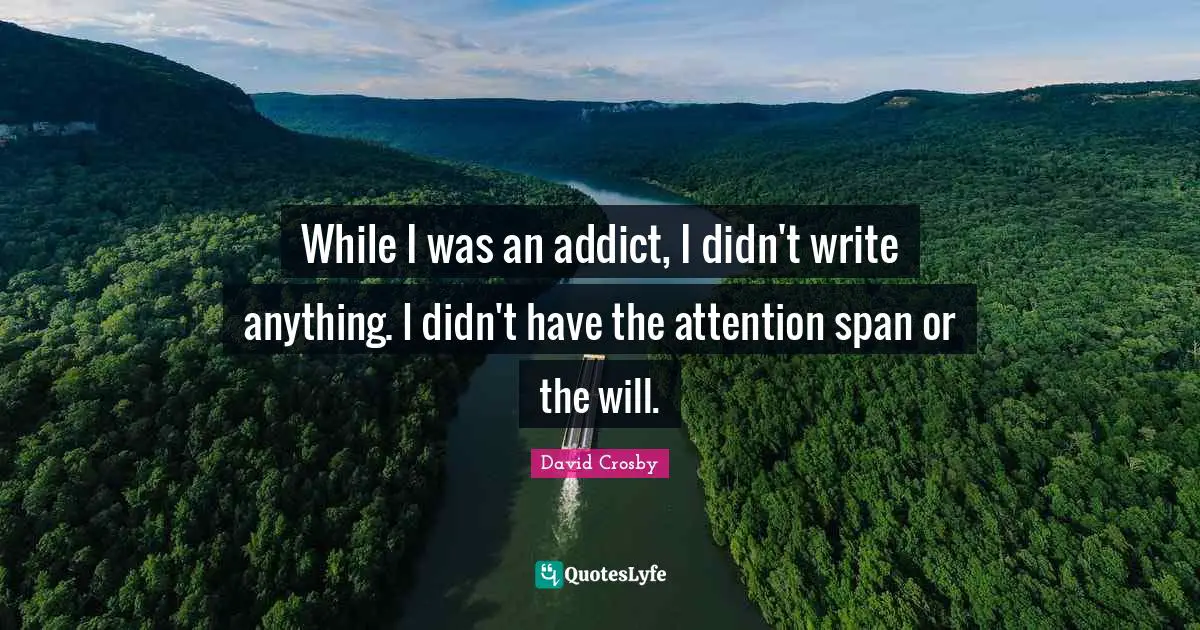 Attention Span Quotes: "While I was an addict, I didn't write anything. I didn't have the attention span or the will."