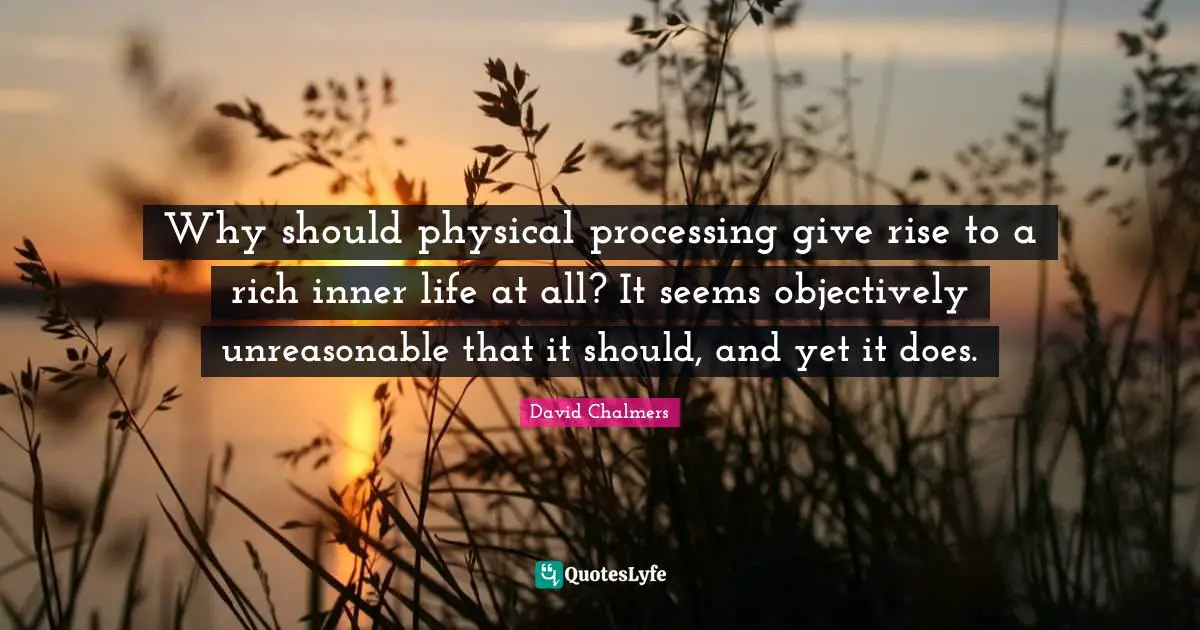Unreasonable Quotes: "Why should physical processing give rise to a rich inner life at all? It seems objectively unreasonable that it should, and yet it does."