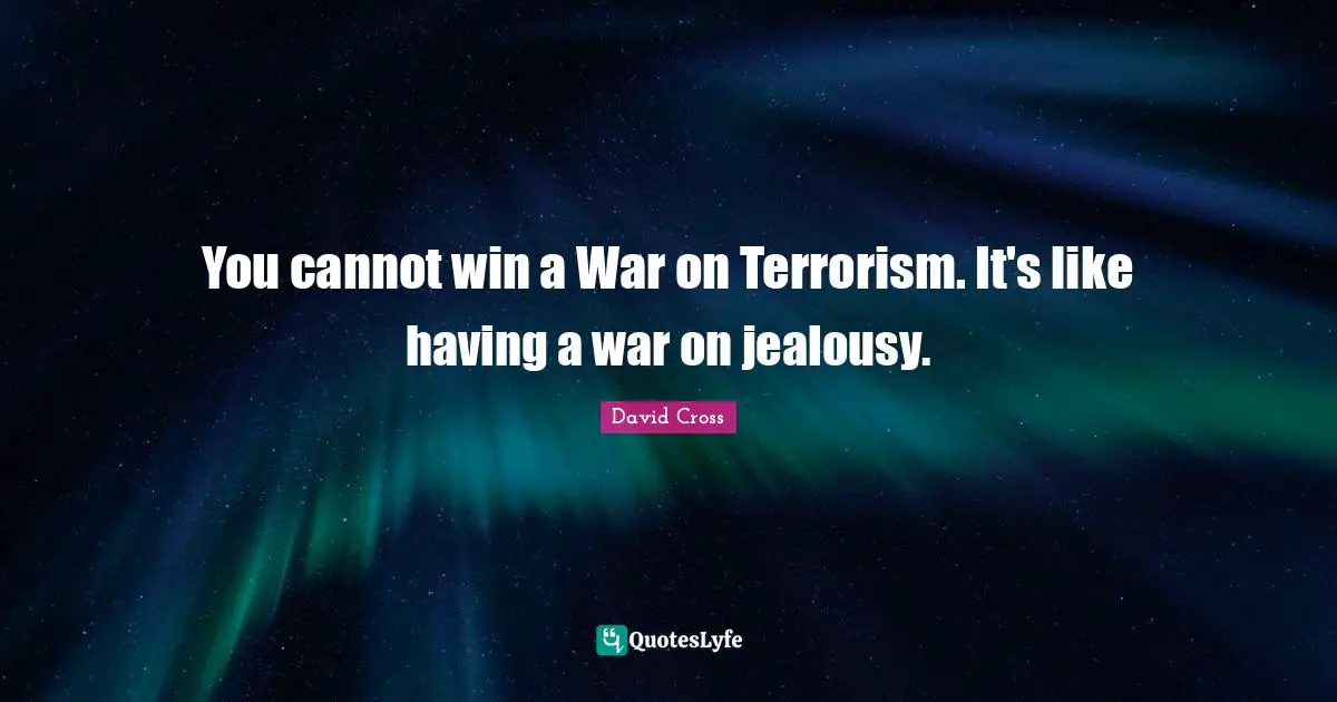 You cannot win a War on Terrorism. It's like having a war on jealousy.