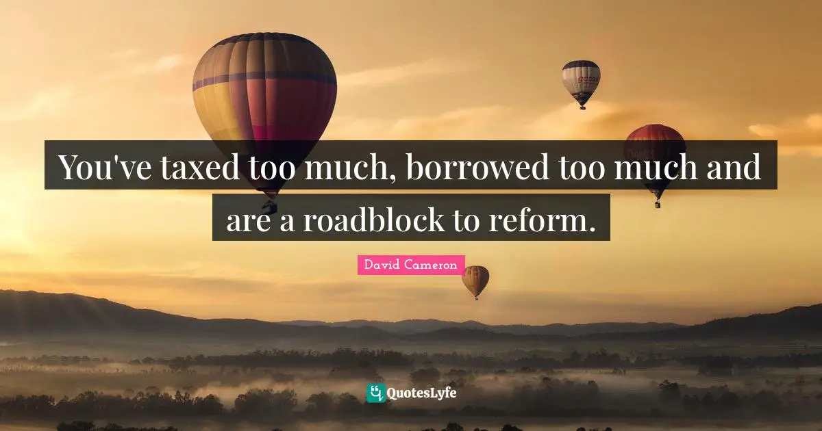 You've taxed too much, borrowed too much and are a roadblock to reform.