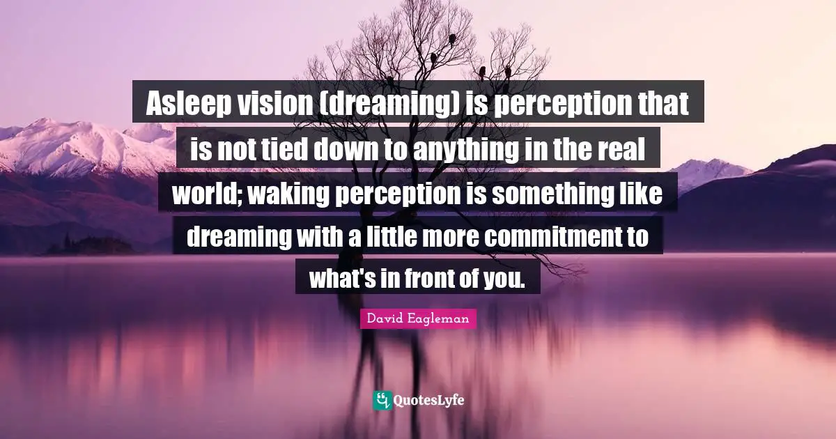 Asleep vision (dreaming) is perception that is not tied down to anything in the real world; waking perception is something like dreaming with a little more commitment to what's in front of you.