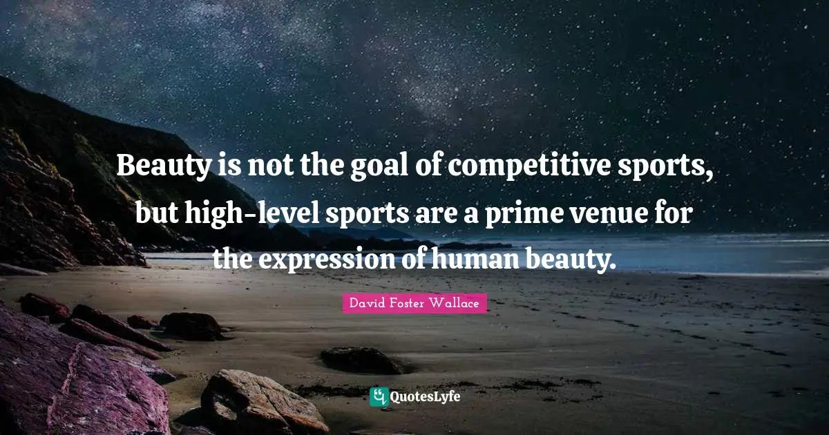 Beauty is not the goal of competitive sports, but high-level sports are a prime venue for the expression of human beauty.
