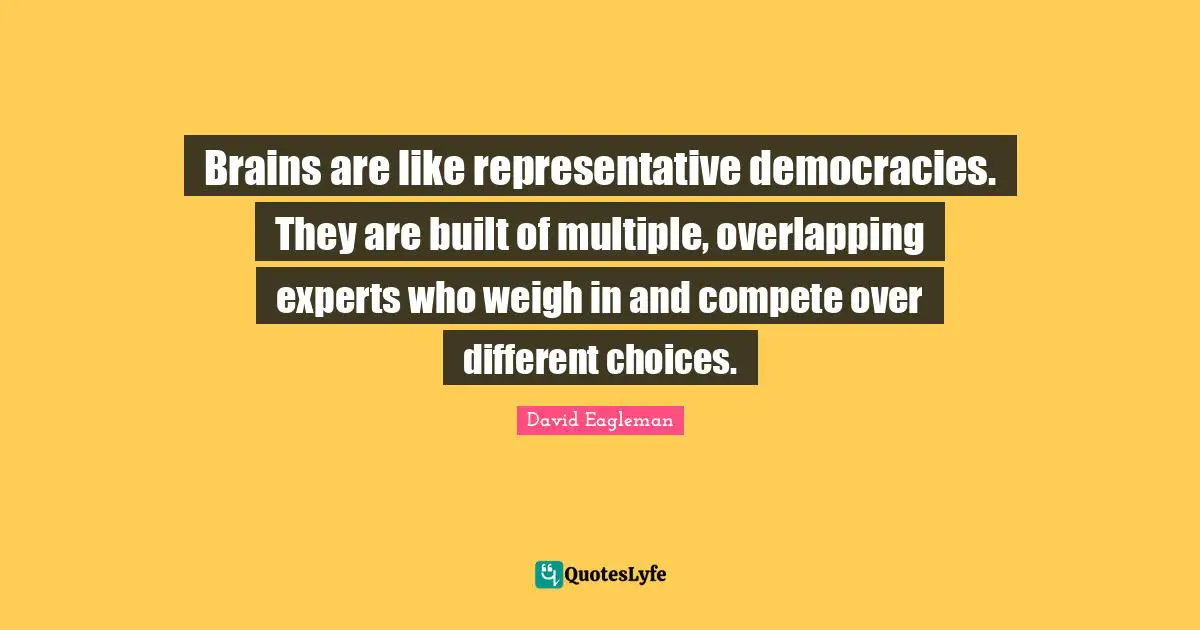 Overlapping Quotes: "Brains are like representative democracies. They are built of multiple, overlapping experts who weigh in and compete over different choices."