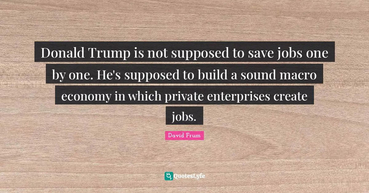 Donald Trump is not supposed to save jobs one by one. He's supposed to build a sound macro economy in which private enterprises create jobs.