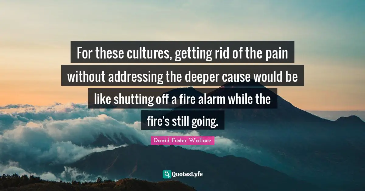 For these cultures, getting rid of the pain without addressing the deeper cause would be like shutting off a fire alarm while the fire's still going.