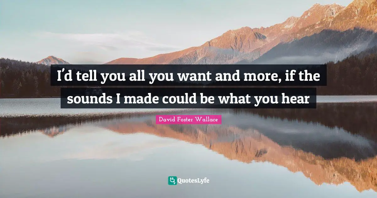 I'd tell you all you want and more, if the sounds I made could be what you hear