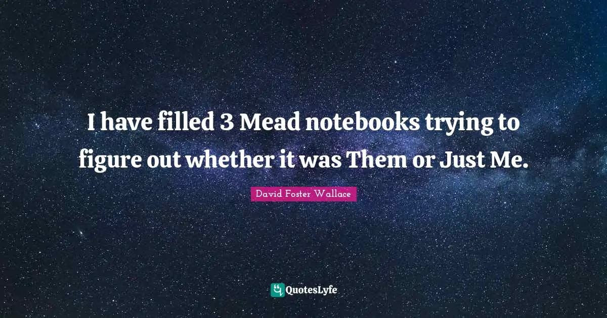 I have filled 3 Mead notebooks trying to figure out whether it was Them or Just Me.
