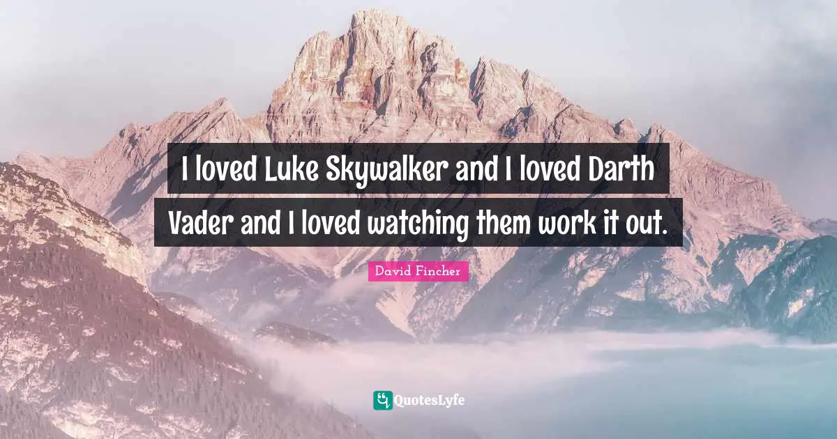 I loved Luke Skywalker and I loved Darth Vader and I loved watching them work it out.