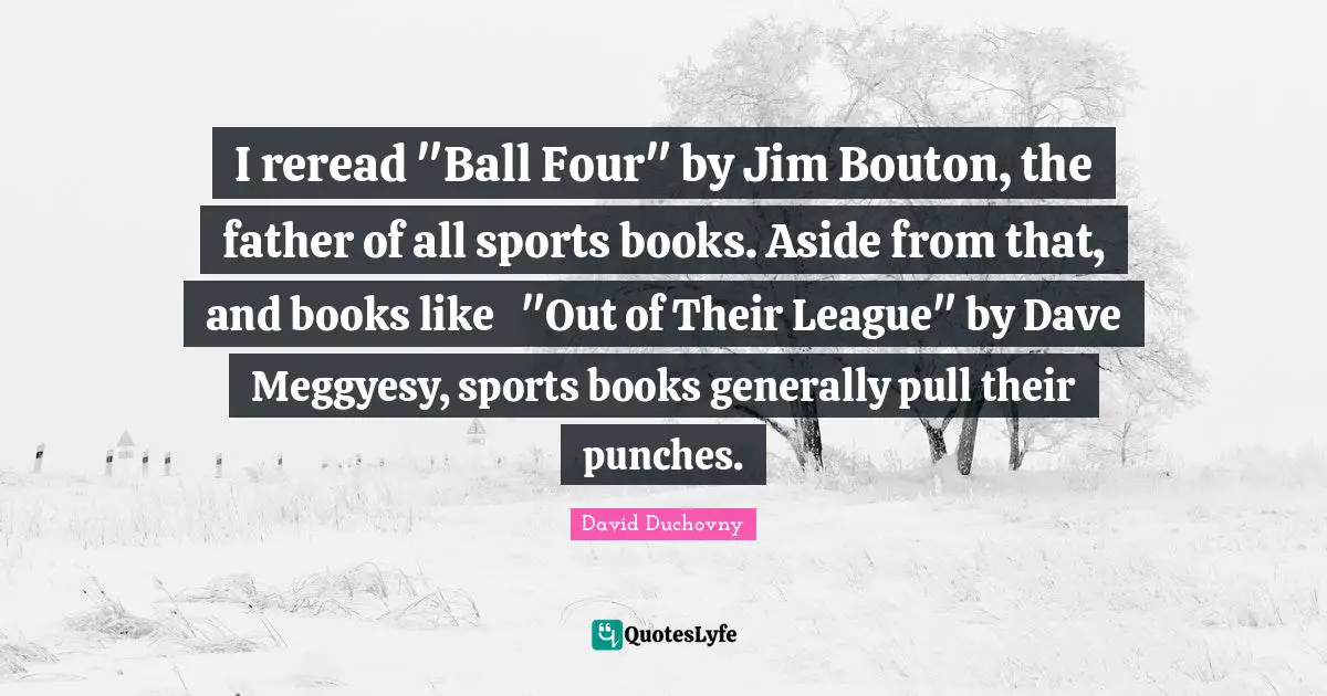 I reread "Ball Four" by Jim Bouton, the father of all sports books. Aside from that, and books like "Out of Their League" by Dave Meggyesy, sports books generally pull their punches.