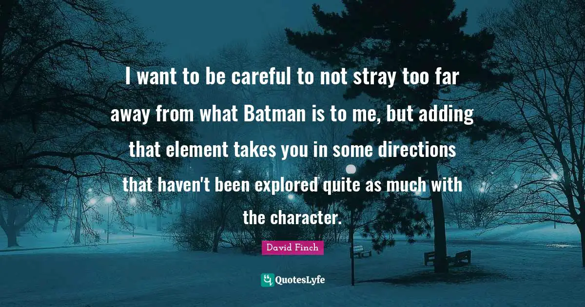 I want to be careful to not stray too far away from what Batman is to me, but adding that element takes you in some directions that haven't been explored quite as much with the character.