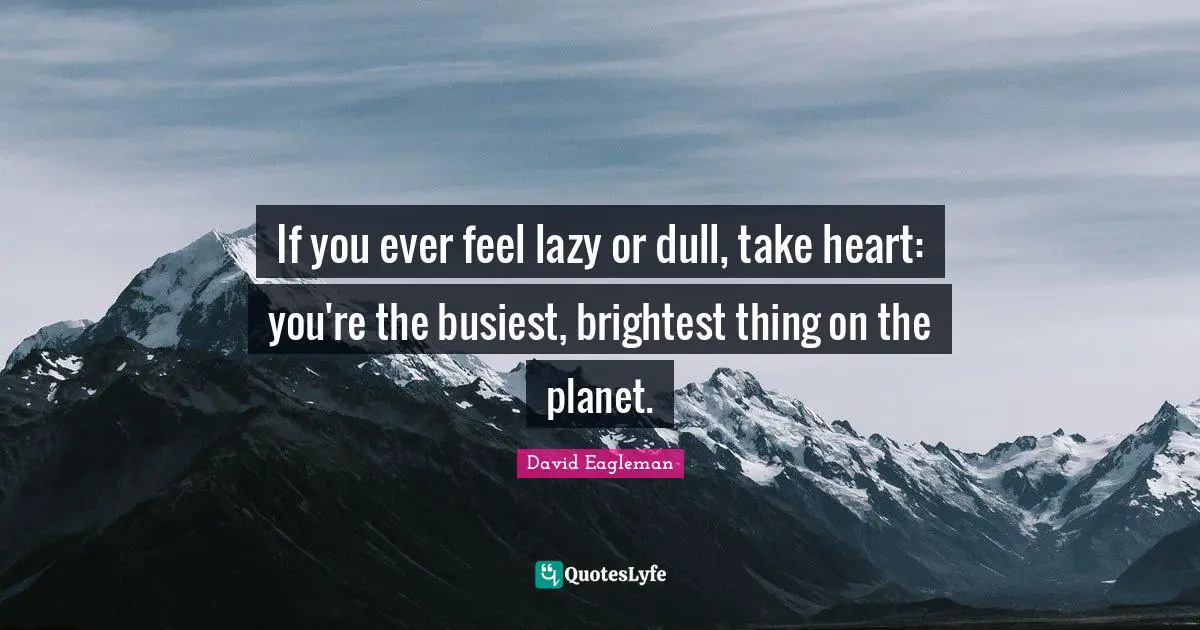 If you ever feel lazy or dull, take heart: you're the busiest, brightest thing on the planet.