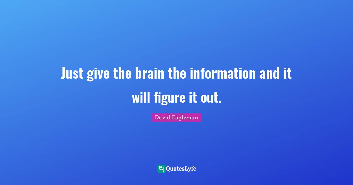 Just give the brain the information and it will figure it out.