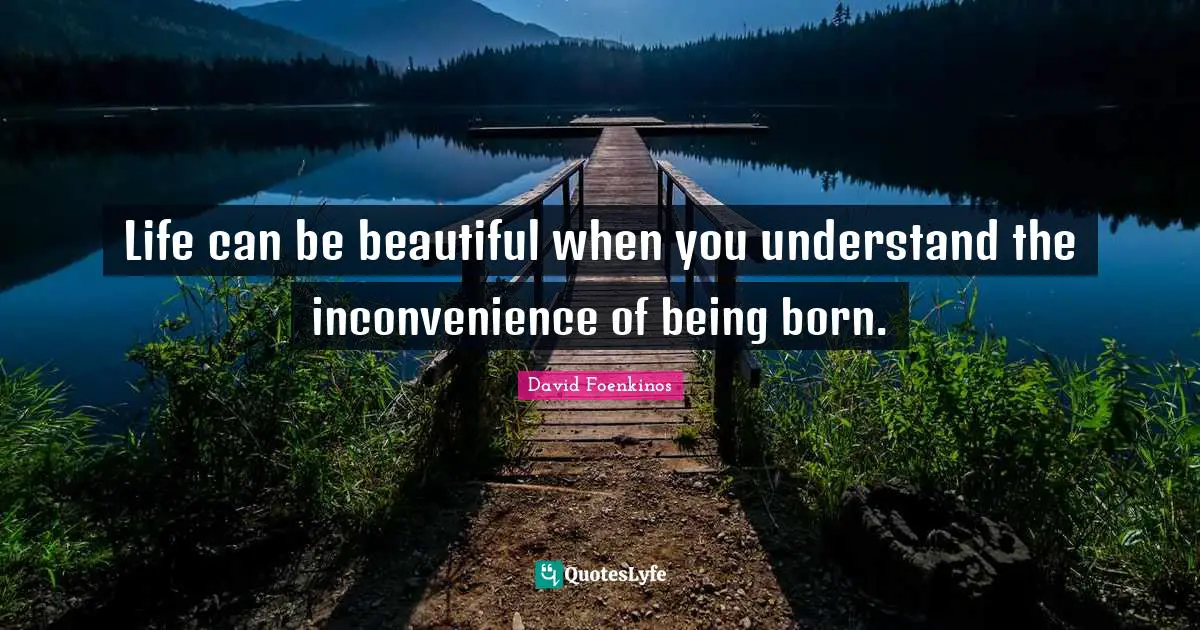 Life can be beautiful when you understand the inconvenience of being born.