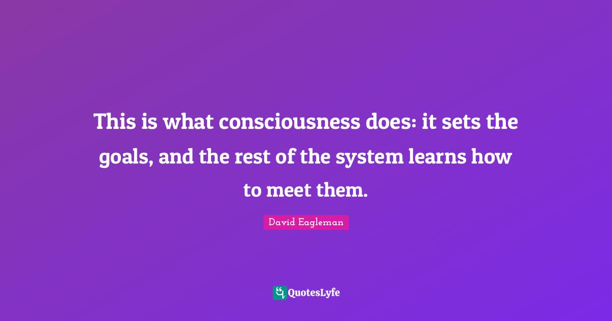 This is what consciousness does: it sets the goals, and the rest of the system learns how to meet them.