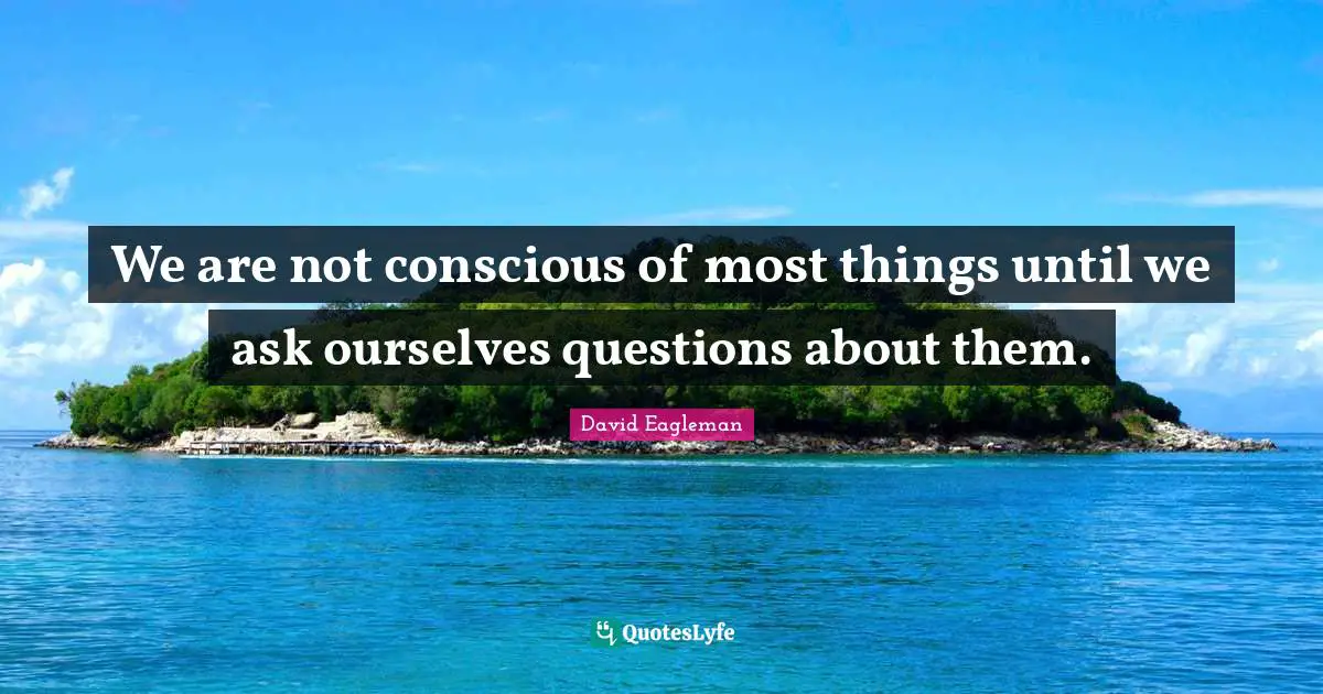 We are not conscious of most things until we ask ourselves questions about them.