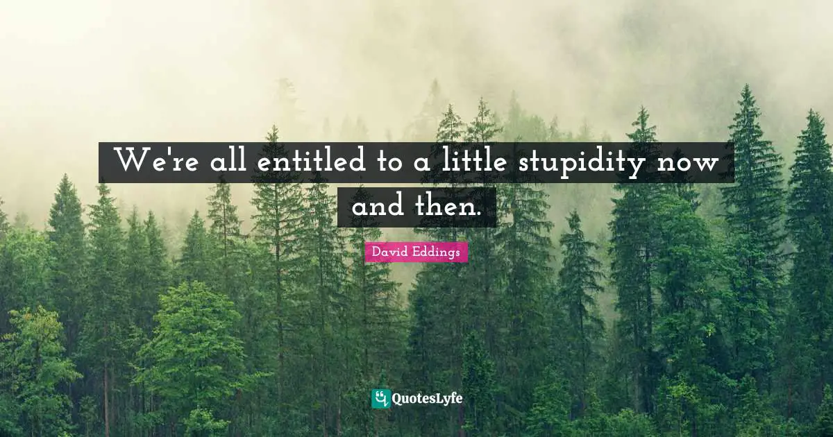 We're all entitled to a little stupidity now and then.