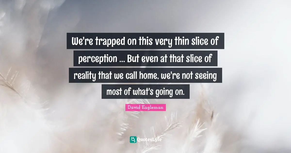 Seeing Reality Quotes: "We're trapped on this very thin slice of perception ... But even at that slice of reality that we call home, we're not seeing most of what's going on."