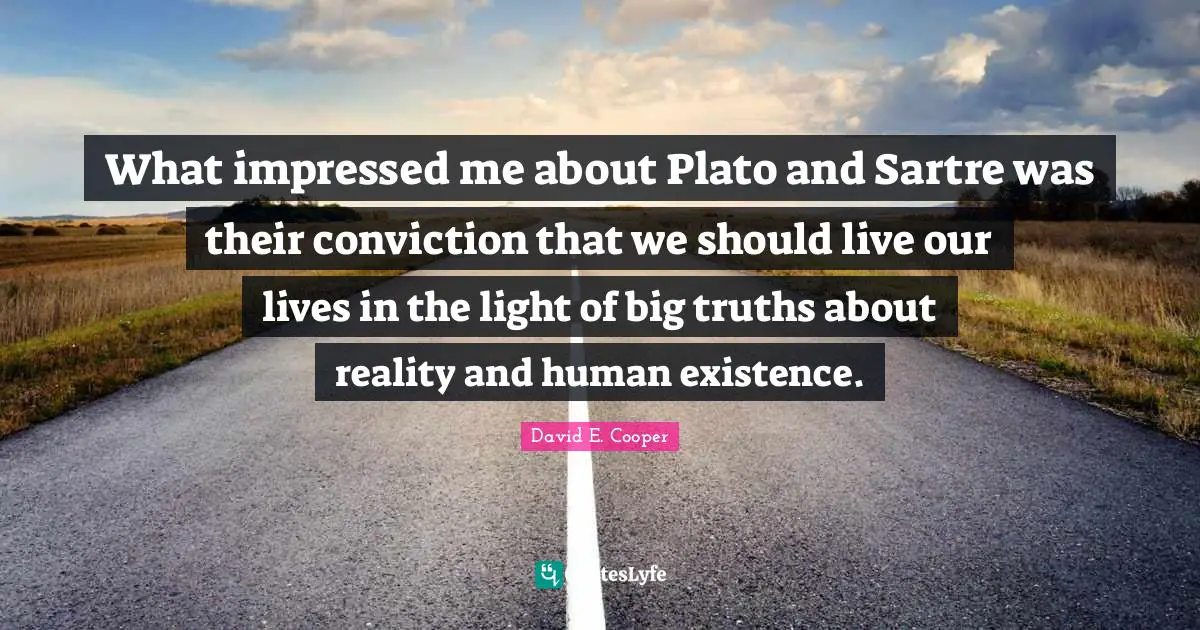 What impressed me about Plato and Sartre was their conviction that we should live our lives in the light of big truths about reality and human existence.