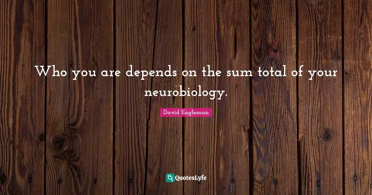 Who you are depends on the sum total of your neurobiology.