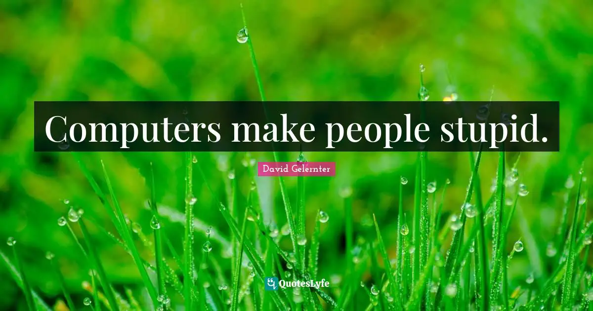Computers make people stupid.