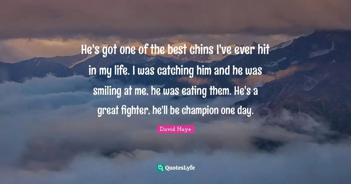 David Haye Quotes: "He's got one of the best chins I've ever hit in my life. I was catching him and he was smiling at me, he was eating them. He's a great fighter, he'll be champion one day."