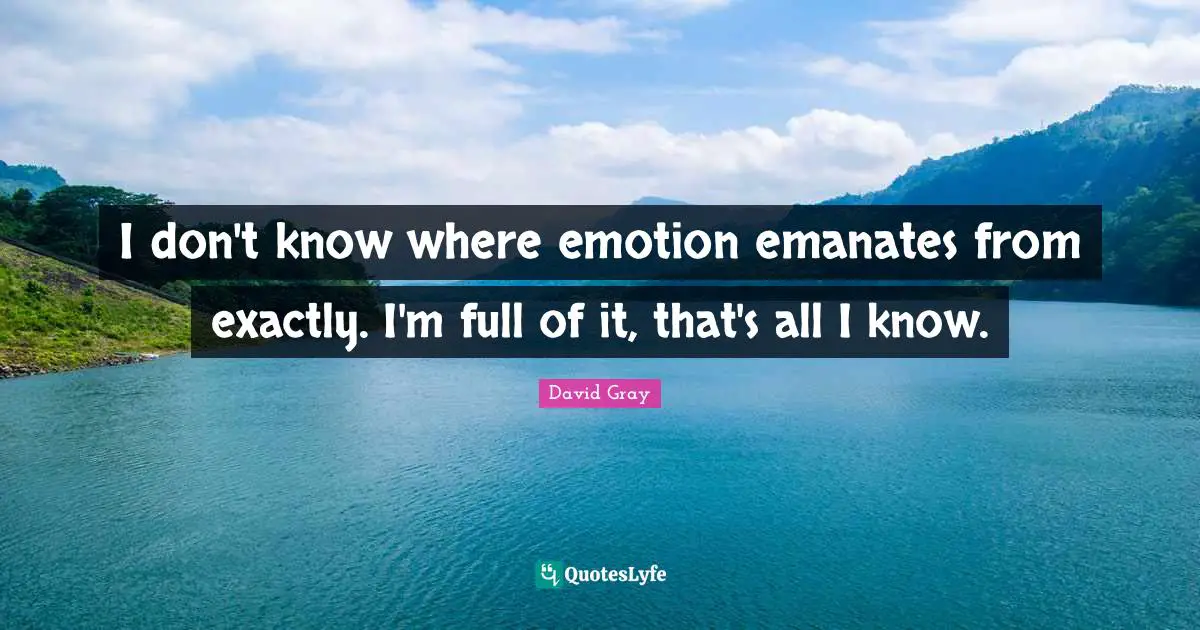 I don't know where emotion emanates from exactly. I'm full of it, that's all I know.