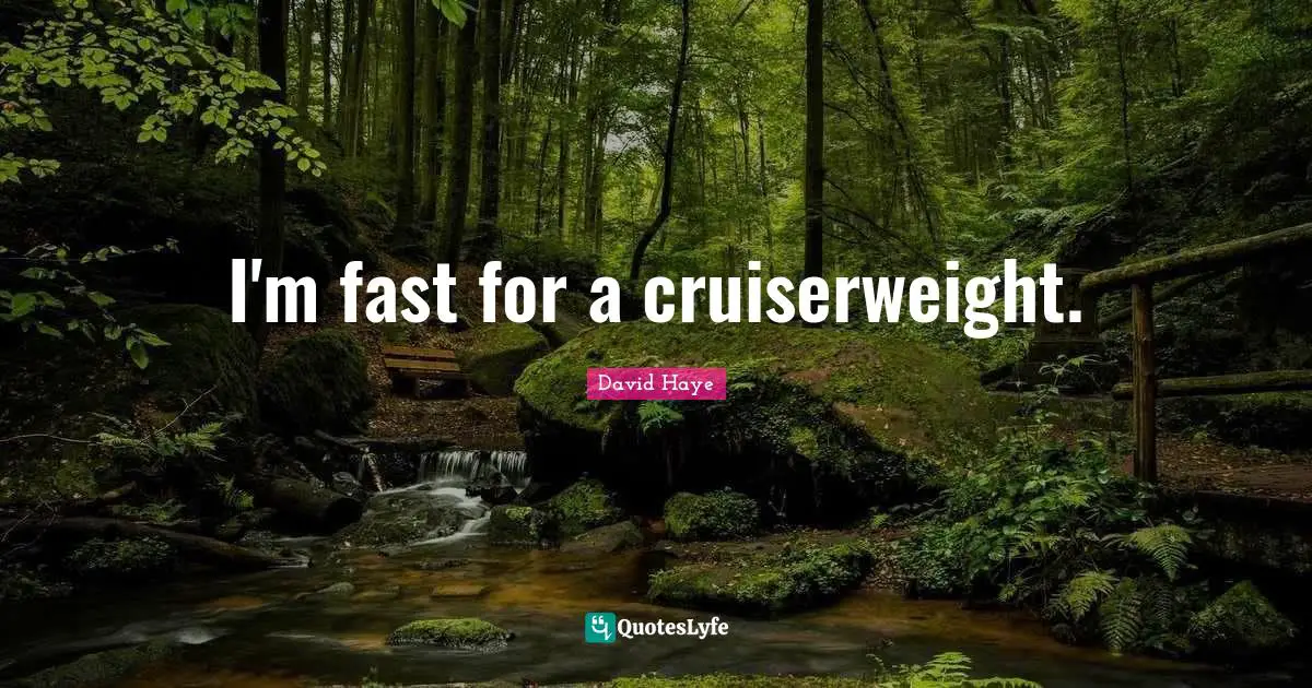 David Haye Quotes: "I'm fast for a cruiserweight."