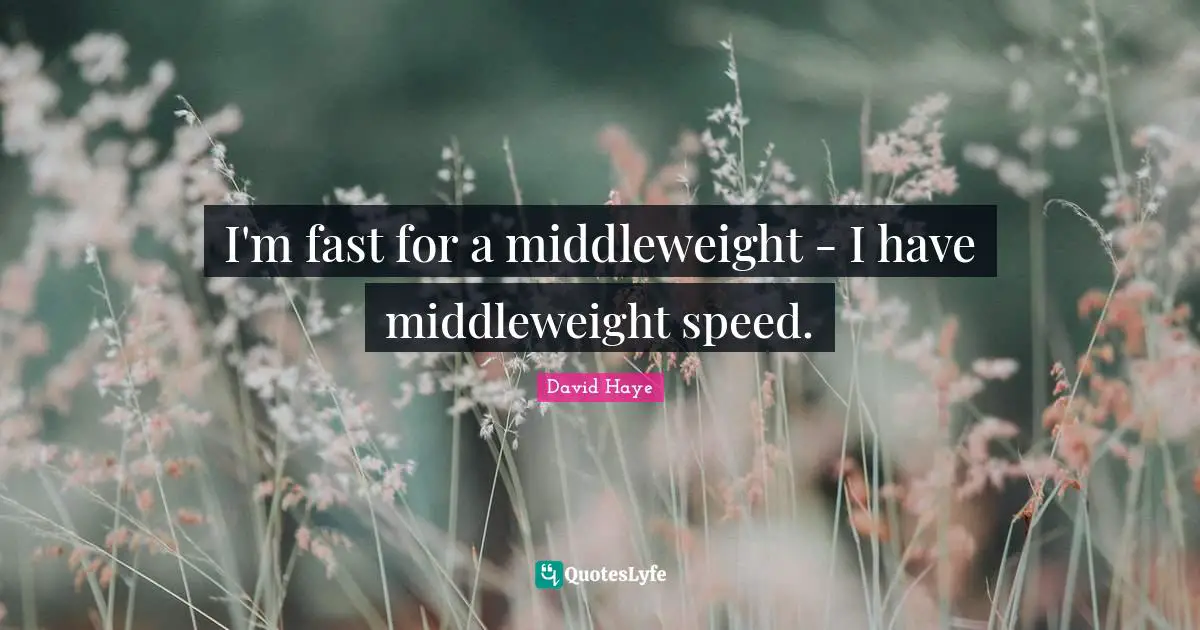 I'm fast for a middleweight - I have middleweight speed.