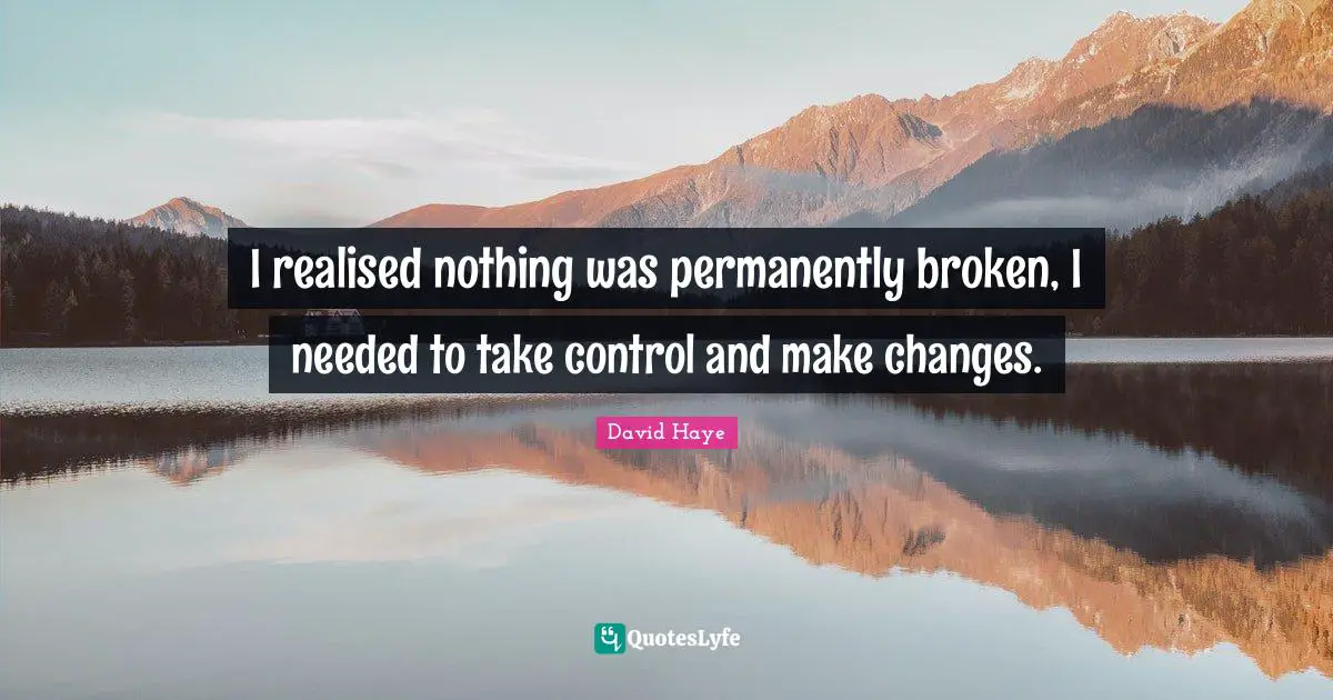 David Haye Quotes: "I realised nothing was permanently broken, I needed to take control and make changes."