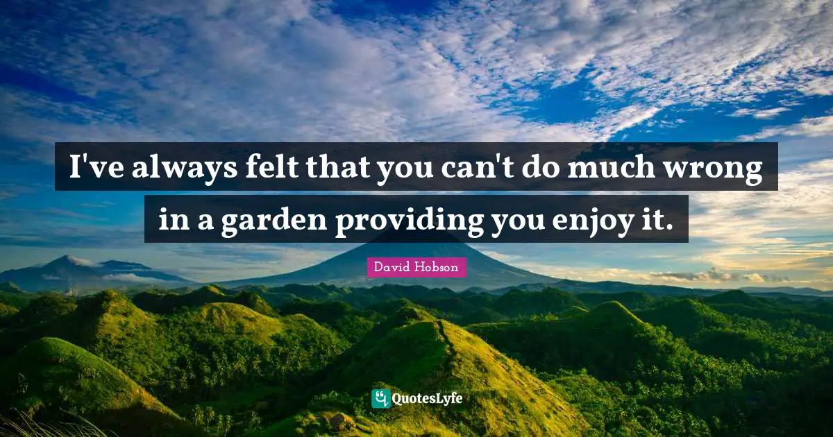 I've always felt that you can't do much wrong in a garden providing you enjoy it.