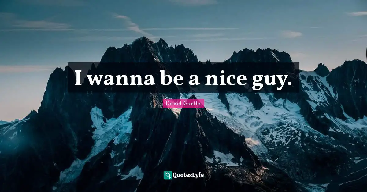 David Guetta Quotes: "I wanna be a nice guy."