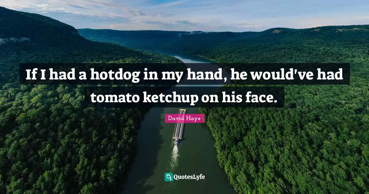 Tomatoes Quotes: "If I had a hotdog in my hand, he would've had tomato ketchup on his face."