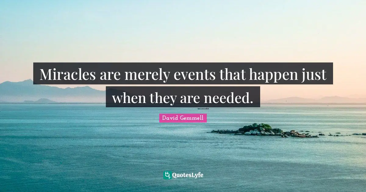 Miracles are merely events that happen just when they are needed.