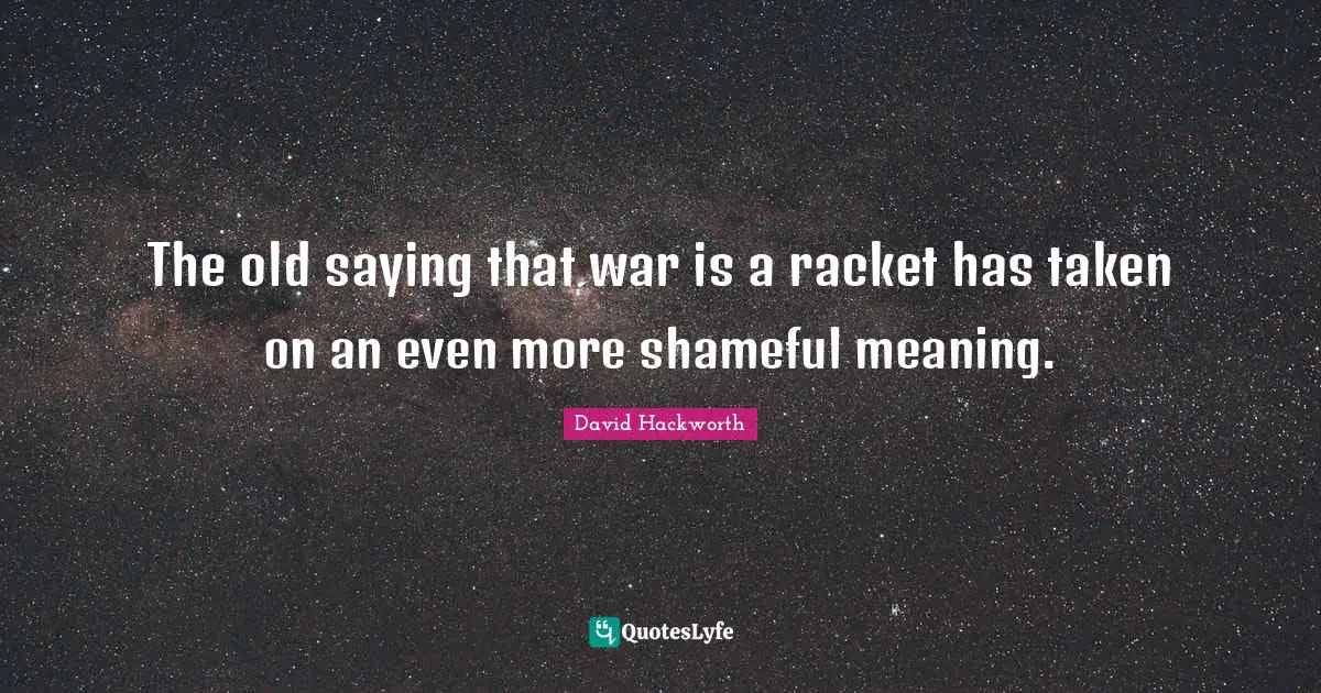 The old saying that war is a racket has taken on an even more shameful meaning.