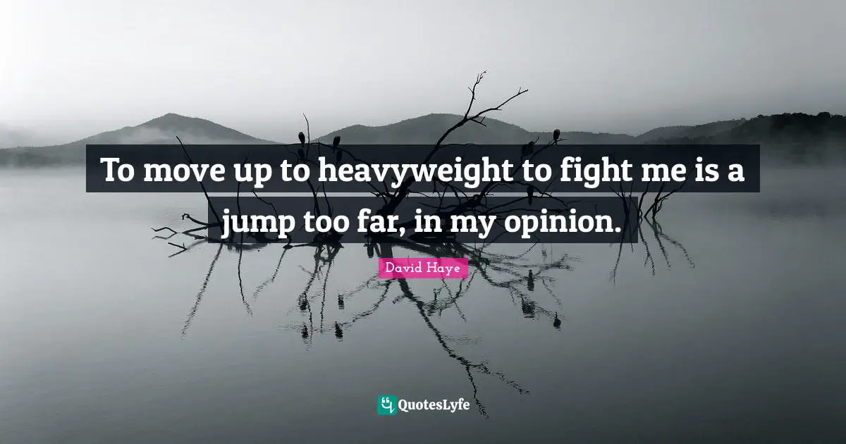 David Haye Quotes: "To move up to heavyweight to fight me is a jump too far, in my opinion."