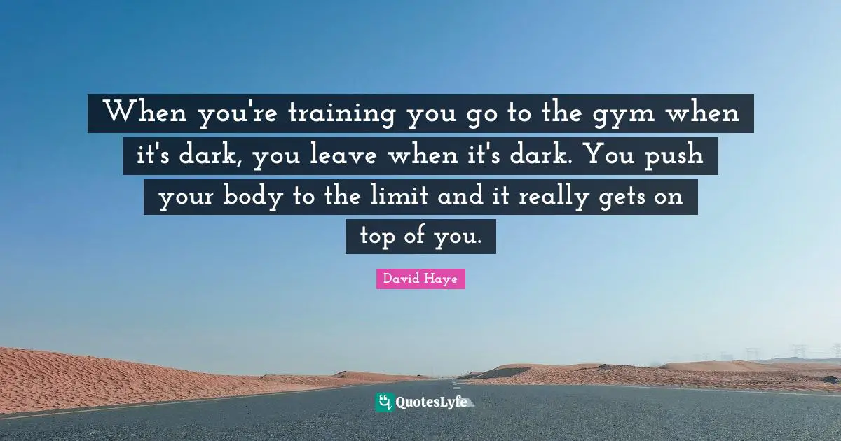 David Haye Quotes: "When you're training you go to the gym when it's dark, you leave when it's dark. You push your body to the limit and it really gets on top of you."