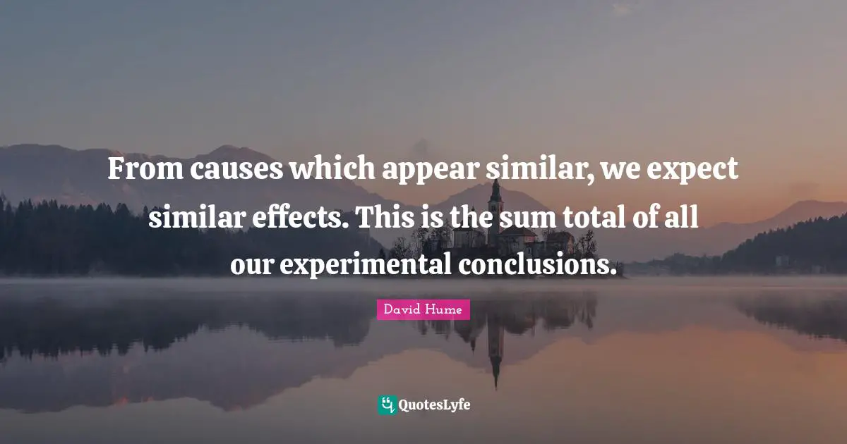 From causes which appear similar, we expect similar effects. This is the sum total of all our experimental conclusions.