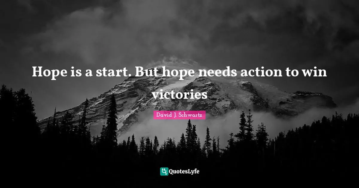 David J Quotes: "Hope is a start. But hope needs action to win victories"