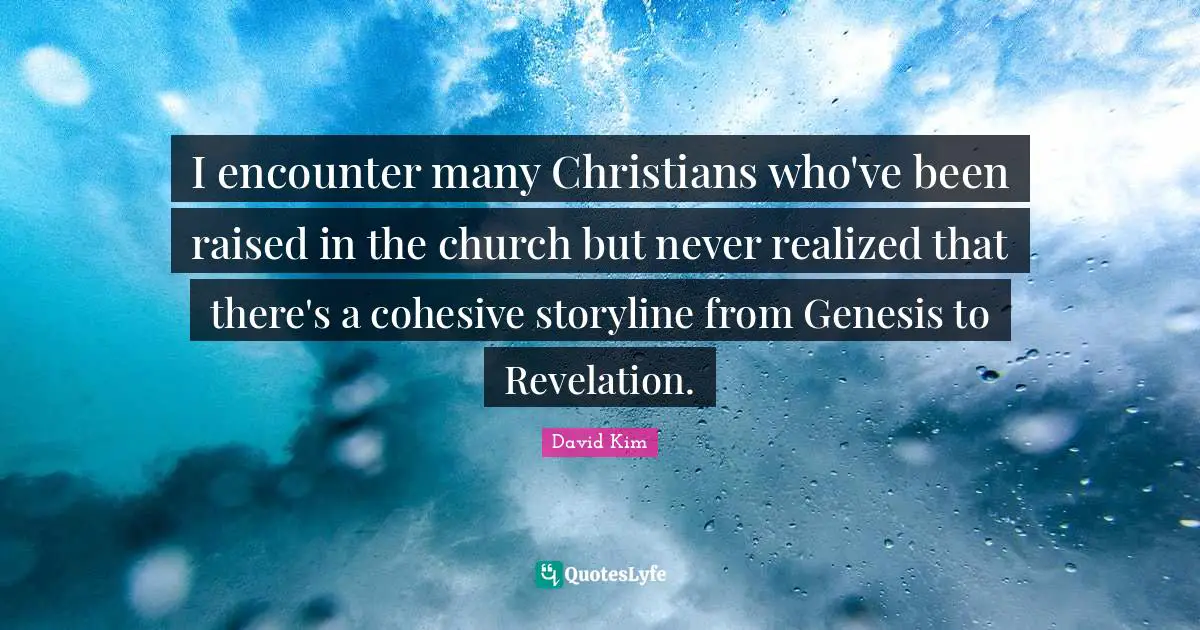I encounter many Christians who've been raised in the church but never realized that there's a cohesive storyline from Genesis to Revelation.