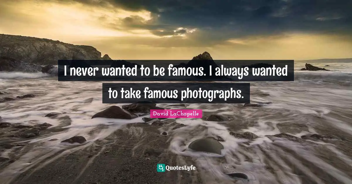 I never wanted to be famous. I always wanted to take famous photographs.