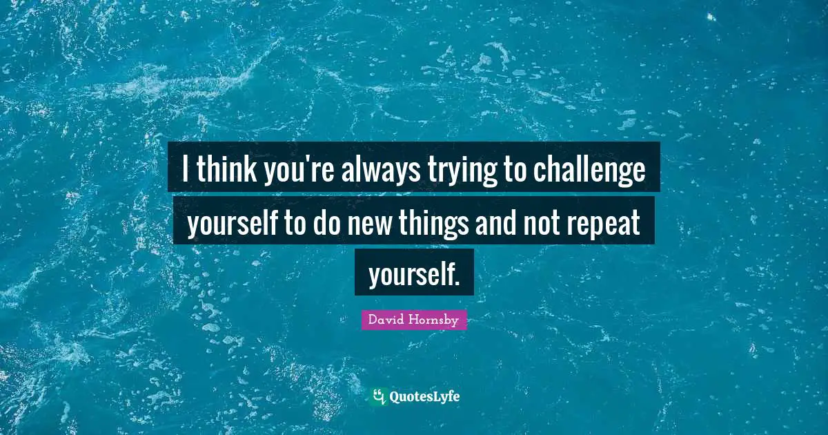 I think you're always trying to challenge yourself to do new things and not repeat yourself.