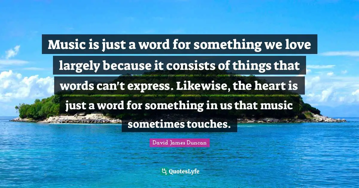 Music is just a word for something we love largely because it consists of things that words can't express. Likewise, the heart is just a word for something in us that music sometimes touches.