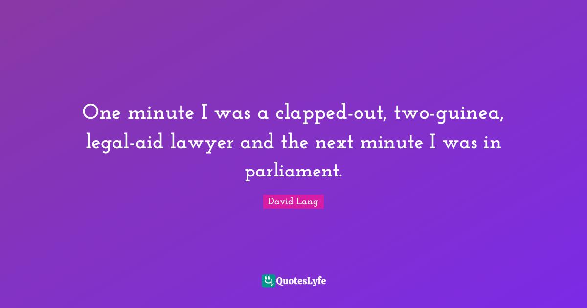 One minute I was a clapped-out, two-guinea, legal-aid lawyer and the next minute I was in parliament.