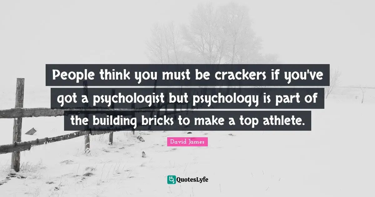 People think you must be crackers if you've got a psychologist but psychology is part of the building bricks to make a top athlete.