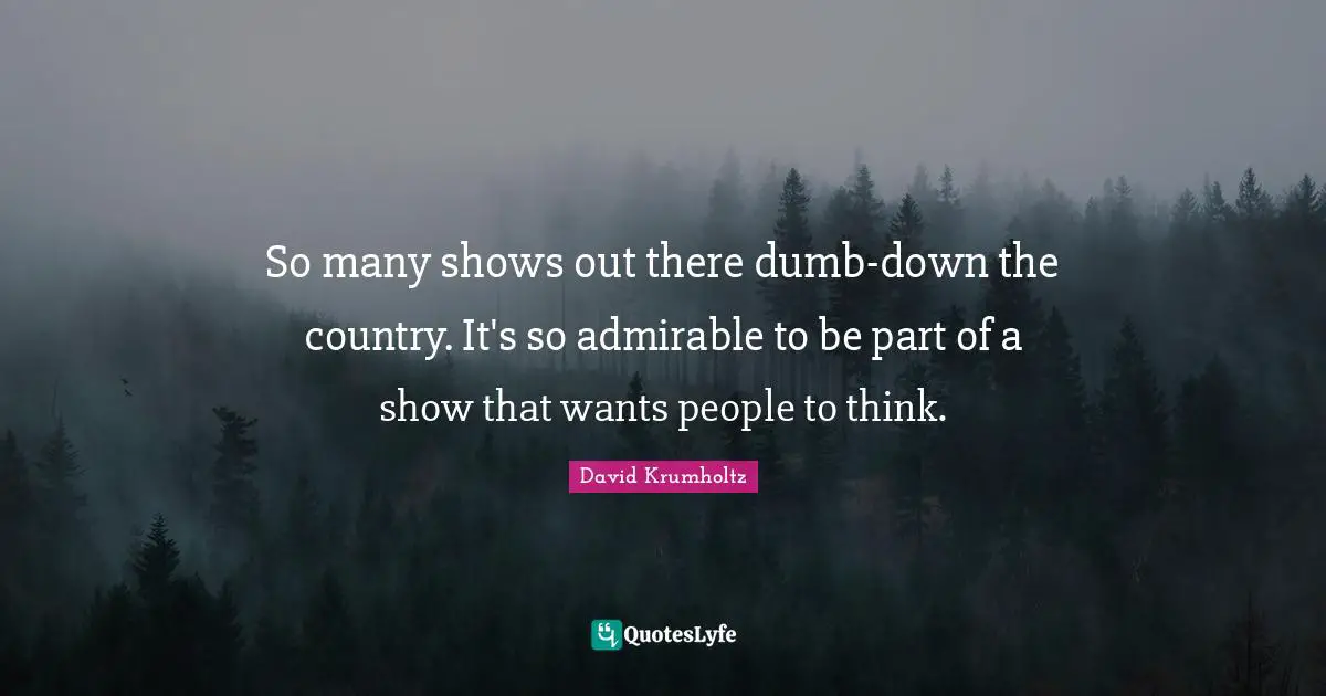 David Krumholtz Quotes: "So many shows out there dumb-down the country. It's so admirable to be part of a show that wants people to think."