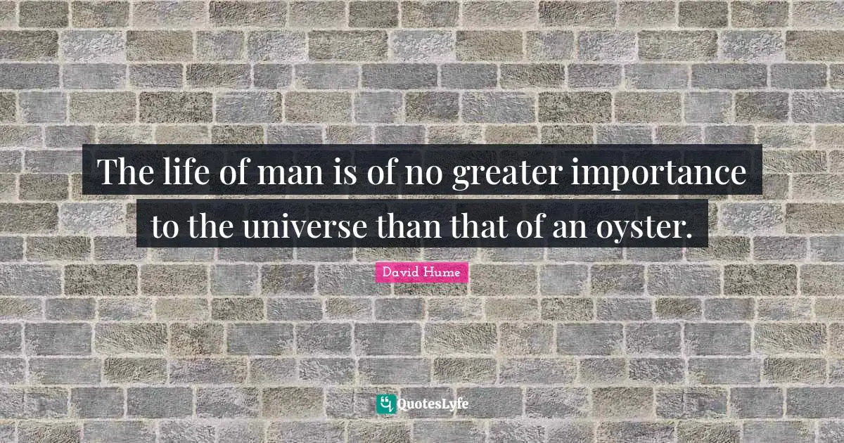 The life of man is of no greater importance to the universe than that of an oyster.